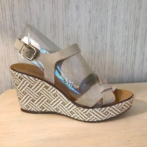J. Crew Shoes - J Crew Woven Raffia Wedge Sandals Sz 9